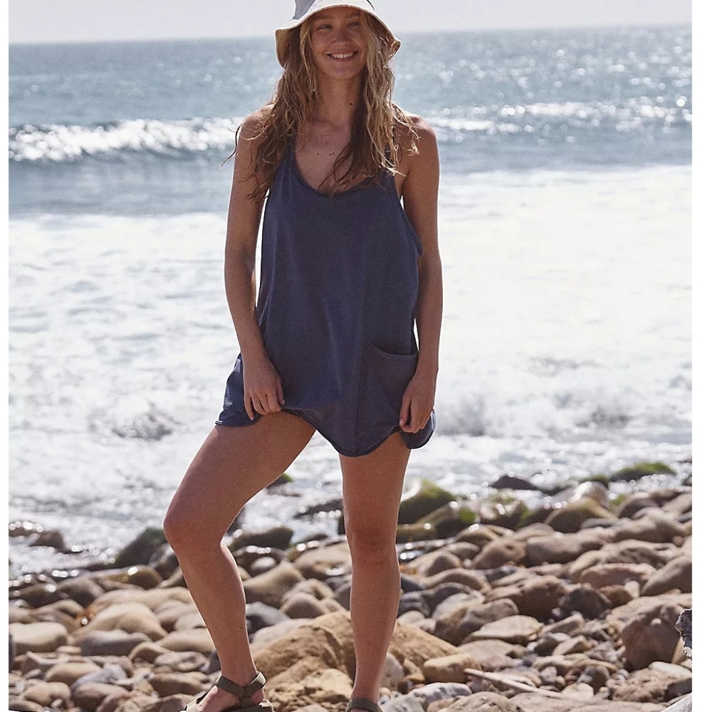 FP Movement by Free People Hot Shot Mini Dress Blue Indigo XS